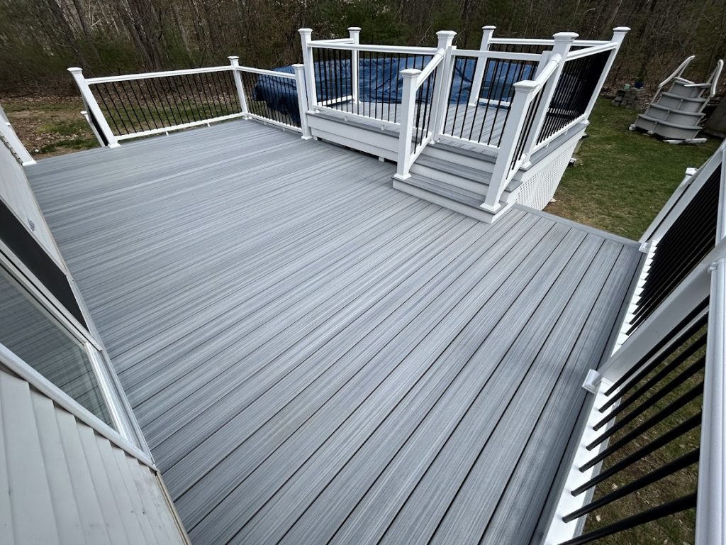 deck around pool | Maine deck construction